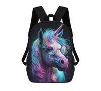 sinyumoney Colorful Unicorn Glasses Art Print-3 Rucksack School Secondary High School College Backpack Travel for Campus Outdoor Travel Sports 17inch