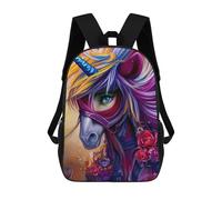 sinyumoney Colorful Unicorn with Flowers School Bags Work Laptop Backpack Rucksack Bag for Campus Outdoor Travel Sports 17inch