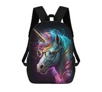 sinyumoney Colorful Unicorn with Glasses Art Print Children's 17 Inch School Backpack 3D Printed Casual Daypacks for Kids Travel Rucksacks Book Bags Kids School Bag