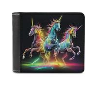 sinyumoney Colorful Unicorns in Motion 3D Print PU Leather Wallet Use Holds Bills RFID Blocking Fashion Slim Purse Craftsmanship Gifts 11.7cm*9.5cm
