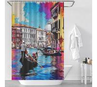 sinyumoney Colorful Venice Canals with Gondolas Anti-Mould Proof Resistant Fabric Polyester Decor Bath Curtains for Travel Trailer 46.85x70.87Inch（119x180cm）
