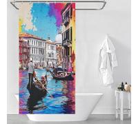 sinyumoney Colorful Venice Canals with Gondolas Decor Bath Curtains Daily Household Stylish Washable Shower Curtain Anti Mould for Shower Bath Curtain Wet Room 35.43x70.87Inch（90x180cm）