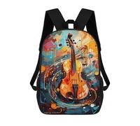 sinyumoney Colorful Violin Painting Backpacks Kids 17inch School Backpack School Bag 3D Printed School Bag for Boys Elementary And Middle School Students