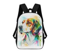sinyumoney Colorful Watercolor Beagle 17 Inch School Bag Backpack Teen Schoolbag 3D Printing Adjustable Schoolbag Fashion Pocket Bag for Kids Boys Girls Students