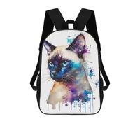 sinyumoney Colorful Watercolor Cat Portrait Children's Backpacks School Backpack 3D Printed Backpack for Kids Travel Rucksacks Book Bags Kids School Bag 17inch