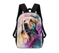 sinyumoney Colorful Watercolor Dog Portrait -3 School Backpack Large Lightweight Casual Backpack for Girls Boys Teenage 17inch