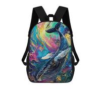 sinyumoney Colorful Whale Abstract Art Children's School Backpack 3D Printed for Kids Travel Rucksacks Book Bags for Boys Elementary School Students 17inch