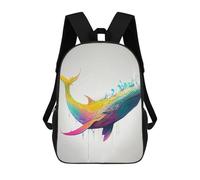 sinyumoney Colorful Whale Backpacks Kids School Backpack School Bag 3D Printed School Bag for Boys Elementary And Middle School Students 17inch