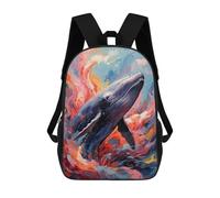 sinyumoney Colorful Whale in An Abstract Ocean Children's Backpacks School Backpack 3D Printed Backpack for Kids Travel Rucksacks Book Bags Kids School Bag 17inch