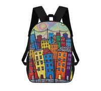 sinyumoney Colorful Whimsical Cityscape Painting School Backpack Rucksack Casual Daypacks School Work Travel Bag for Campus Outdoor Travel Sports 17inch