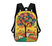 sinyumoney Colorful Whimsical Tree Art Print School Backpack Large School Backpack for Boys for Campus Outdoor Travel Sports 17inch