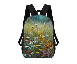 sinyumoney Colorful Wildflower Field -2 School Backpack Large School Backpack for Boys for Campus Outdoor Travel Sports 17inch