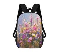 sinyumoney Colorful Wildflower Field Painting Kids Backpack, Backpack School Bag, Backpacks Kids School 3D Printed School Bags for Elementary And Middle School Students Teens Birthday Gift 17inch