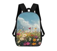 sinyumoney Colorful Wildflower Field School Backpack High Secondary School Bags Casual Backpack for Girl, Teen Girls 17inch