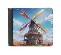 sinyumoney Colorful Windmill in Fantasy Land 3D Print Clutch Purse ID Window Coin Banknote Compartments Slim Elegant Wallets for Boys Girls 11.7cm*9.5cm