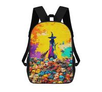 sinyumoney Colorful Witch Painting School Bags Rucksack Casual Daypacks School Work Travel Bag for Teenage Girls Boys Women Men 17inch