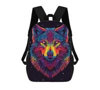 sinyumoney Colorful Wolf Art Print-1 Rucksack Rucksack Casual Daypacks School Work Travel Bag for Men, Women & Teenage Boys 17inch