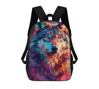 sinyumoney Colorful Wolf Art Print-3 Backpack School Daypacks Business Backpack Water Resistant Bookbag for Boys/Girls/Teenagers 17inch