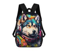 sinyumoney Colorful Wolf Astronaut Art Print School Backpack Water Resistant School Bag Business Backpack for Men/Women 17inch