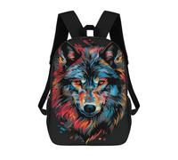 sinyumoney Colorful Wolf Face Art Print School Backpack Fashion Stationery Backpack Waterproof Casual Daypacks for Camping Outdoor Adventures And Daily Travel 17inch