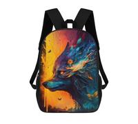 sinyumoney Colorful Wolf Fantasy Art Rucksack School Secondary High School College Backpack Travel for Teenage Girls Boys Women Men 17inch