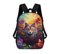 sinyumoney Colorful Wolf Forest Art Print School Backpack Business Durable Laptop Bag for Camping Outdoor Adventures And Daily Travel 17inch