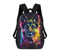 sinyumoney Colorful Wolf Headphones Art Print Backpack School Bag Water Resistant School Bag Business Backpack for Boys/Girls/Teenagers 17inch