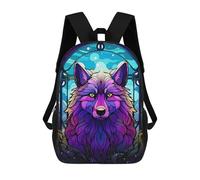 sinyumoney Colorful Wolf Neon Art Kids Backpack Girls 3D School Bags, Children's Rucksack Toddler Schoolbag,Casual Daypacks Fashion Bookbag Bag 17inch