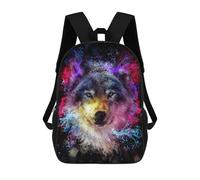 sinyumoney Colorful Wolf Painting Backpack Kids School Bag Boys Cartoon 3D Print Students Schoolbag Laptop Daypack for Boys Girls 17inch