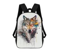 sinyumoney Colorful Wolf Portrait-10 Backpacks Kids School Backpack School Bag 3D Printed School Bag for Boys Elementary And Middle School Students 17inch