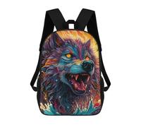 sinyumoney Colorful Wolf Portrait -19 School Backpack Large Lightweight Casual Backpack for Girls Boys Teenage 17inch