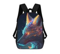 sinyumoney Colorful Wolf Portrait -2 Kids Backpack,School Backpack Kids School Bag 3D Printed Cartoon Large Capacity Backpack for Kids Boys And Girls 17inch
