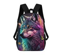 sinyumoney Colorful Wolf Portrait-20 Kids Backpack, Backpack School Bag, Backpacks Kids School 3D Printed School Bags for Elementary And Middle School Students Teens Birthday Gift 17inch