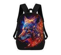 sinyumoney Colorful Wolf Portrait Artwork -3 Children's Backpacks School Backpack 3D Printed Backpack for Kids Travel Rucksacks Book Bags Kids School Bag 17inch
