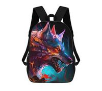sinyumoney Colorful Wolf Portrait Backpacks, Kids Backpack Student School Bag 3D Printed Travel Backpacks Fashion Accessory Backpack Children Waterproof School Bags 17inch