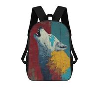 sinyumoney Colorful Wolf Wall Art Print Rucksacks 3D Printed Children 17inch Backpacks Fashion Casual Daypack Travel Bags Outdoor Casual Daypack for Boy And Girl