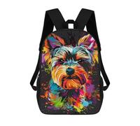 sinyumoney Colorful Yorkie Art Print-3 Backpacks Kids 17inch School Backpack School Bag 3D Printed School Bag for Boys Elementary And Middle School Students