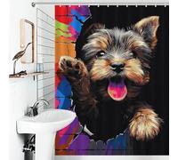 sinyumoney Colorful Yorkie Breaking Through Wall -2 Shower Curtains Mould Proof Thicken Durable Polyester Shower Curtain with Hooks for Bathtub Shower Stall 53.54x70.87Inch（136x180cm）