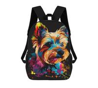 sinyumoney Colorful Yorkshire Terrier Art Print-1 Backpack School Bag Water Resistant School Bag Business Backpack for Boys/Girls/Teenagers 17inch
