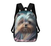 sinyumoney Colorful Yorkshire Terrier Portrait Children's Backpacks School Backpack 3D Printed Backpack for Kids Travel Rucksacks Book Bags Kids School Bag 17inch