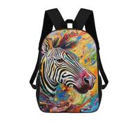 sinyumoney Colorful Zebra Abstract Art Backpack Kids School Bag Boys Cartoon 3D Print Students Schoolbag Laptop Daypack for Boys Girls 17inch