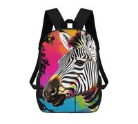 sinyumoney Colorful Zebra Art Print -1 Backpack 3D Print Kids Bag Elementary Students Daypack Lightweight School Bag for Children Girls Boys Nursery Lunch Pack 17inch