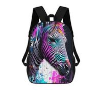 sinyumoney Colorful Zebra Art Print 3D Printed 17inch Kids School Bag Rucksacks Children's School Fashion Casual Back Pack High Capacity Travel Book Bags