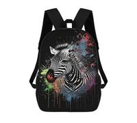 sinyumoney Colorful Zebra Art Print Backpack School Bag Rucksack Casual Daypacks School Work Travel Bag for Teenage Girls Boys Women Men 17inch