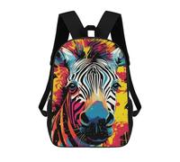sinyumoney Colorful Zebra Artwork -1 3D Printed Children's School Backpack for Kids High Capacity Travel Rucksacks Book Bags Kids School Bag Back Pack 17inch