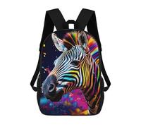 sinyumoney Colorful Zebra Artwork-1 School Bag 3D Printed Children's School Backpack Casual Fashion Travel Backpacks for Kids School Students 17inch