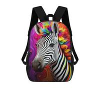 sinyumoney Colorful Zebra Artwork 3D Printed Children's School Backpack for Kids Travel Rucksacks Book Bags Kids School Bag 17inch