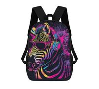 sinyumoney Colorful Zebra DJ Headphones Art School Backpack Lightweight Airport College Students Back Pack for Boys/Girls/Teenagers 17inch
