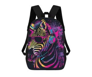 sinyumoney Colorful Zebra DJ Headphones Art School Backpack Lightweight Airport College Students Back Pack for Boys/Girls/Teenagers 17inch