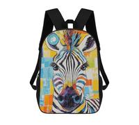 sinyumoney Colorful Zebra Painting School Bags High Secondary School Bags Casual Backpack for Camping Outdoor Adventures And Daily Travel 17inch